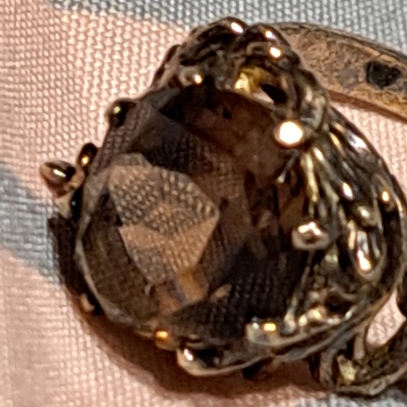 Smokey Quartze Antique 1950's large stone ring .READ all description. - Picture 3 of 12